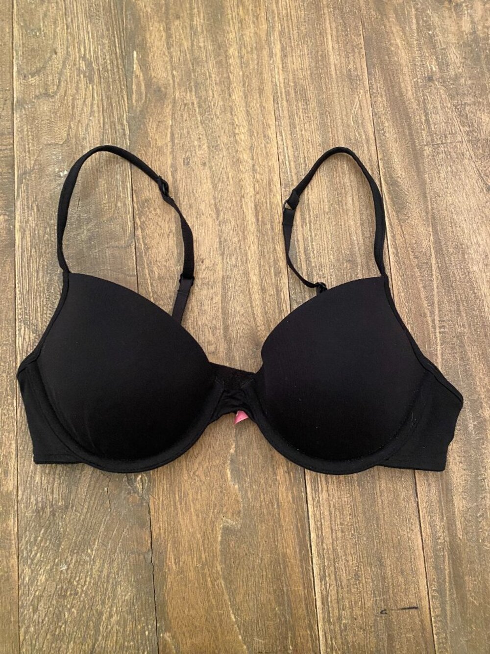 PINK Victoria's Secret Wear T-Shirt Demi Bra 34B Underwire Black VS